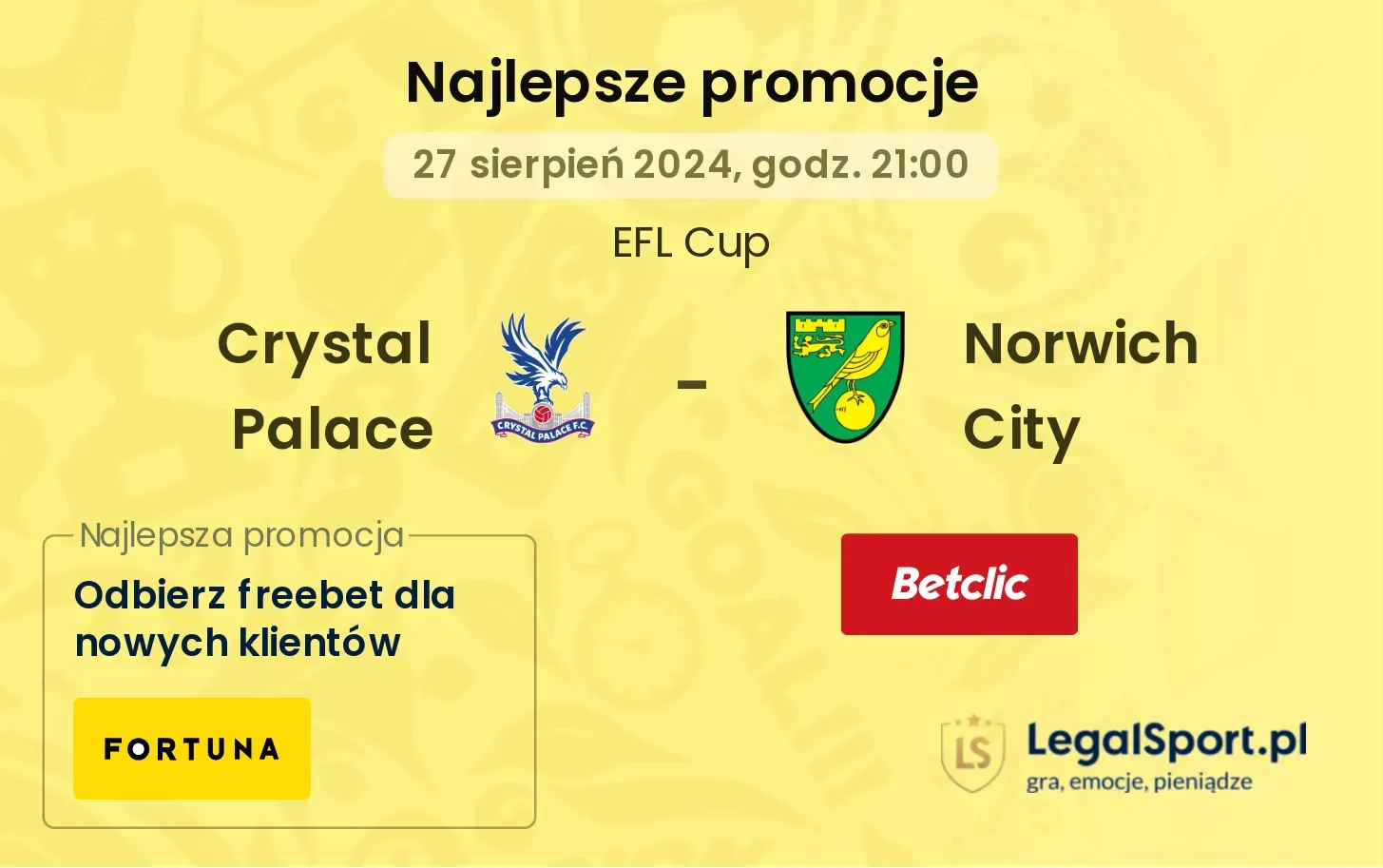 Crystal Palace - Norwich City promocje bonusy na mecz