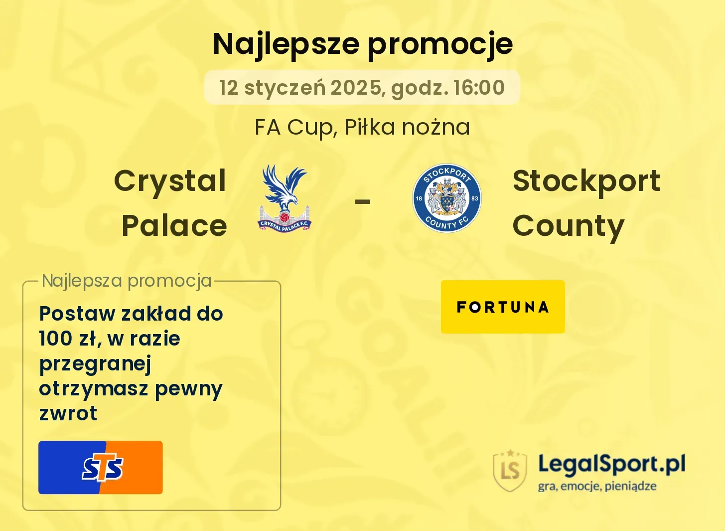 Crystal Palace - Stockport County promocje bonusy na mecz