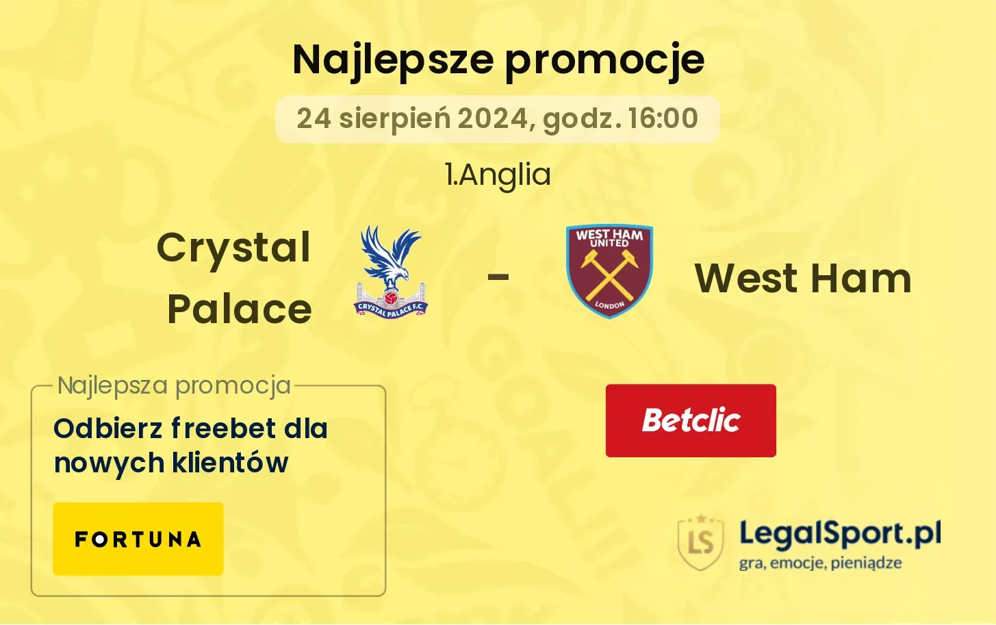 Crystal Palace - West Ham promocje bonusy na mecz