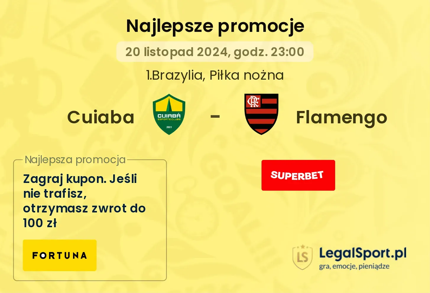 Cuiaba - Flamengo promocje bukmacherskie 20.11, 23:00