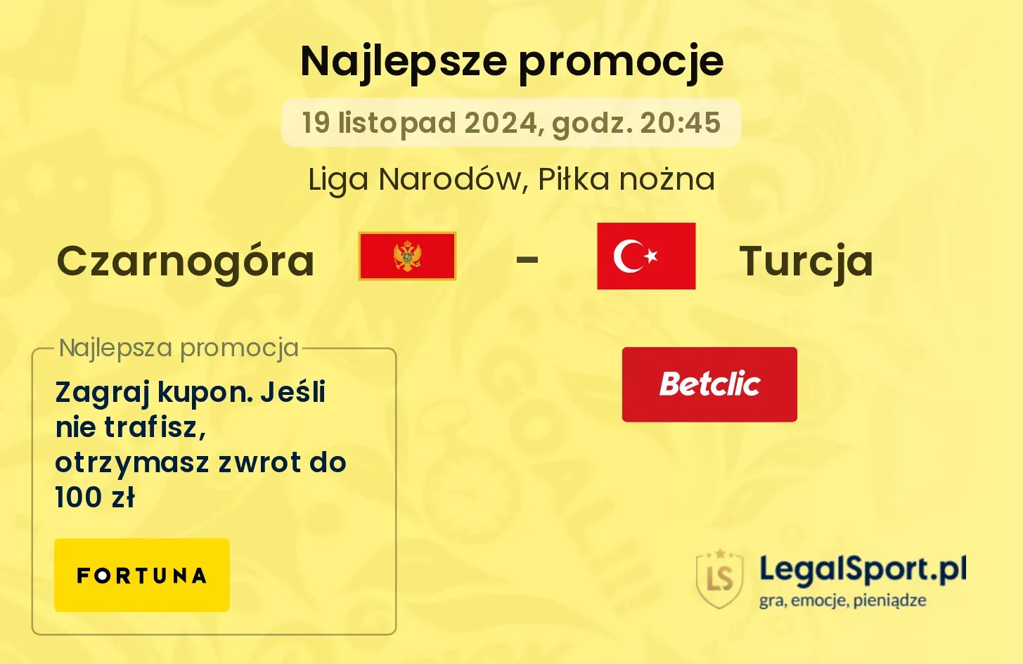 Czarnogóra - Turcja promocje bonusy na mecz