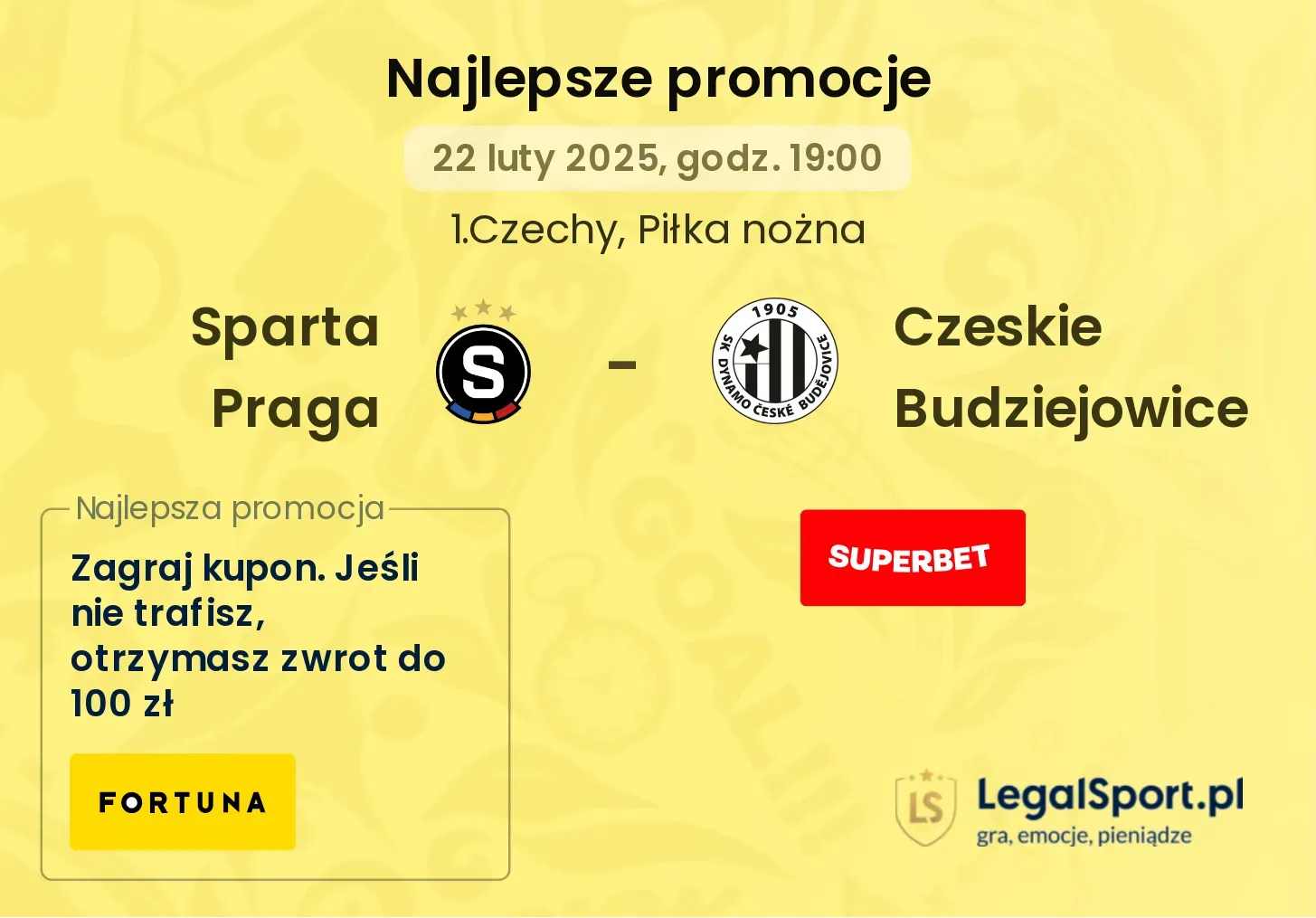 Czeskie Budziejowice - Sparta Praga promocje bonusy na mecz