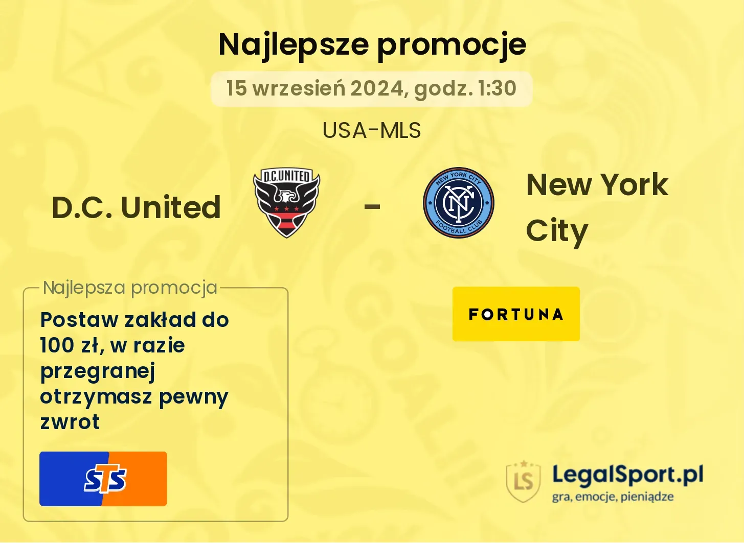 D.C. United - New York City promocje u bukmacherów 15.09, 01:30