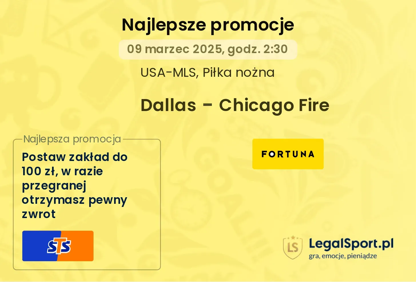 Dallas - Chicago Fire promocje bonusy na mecz