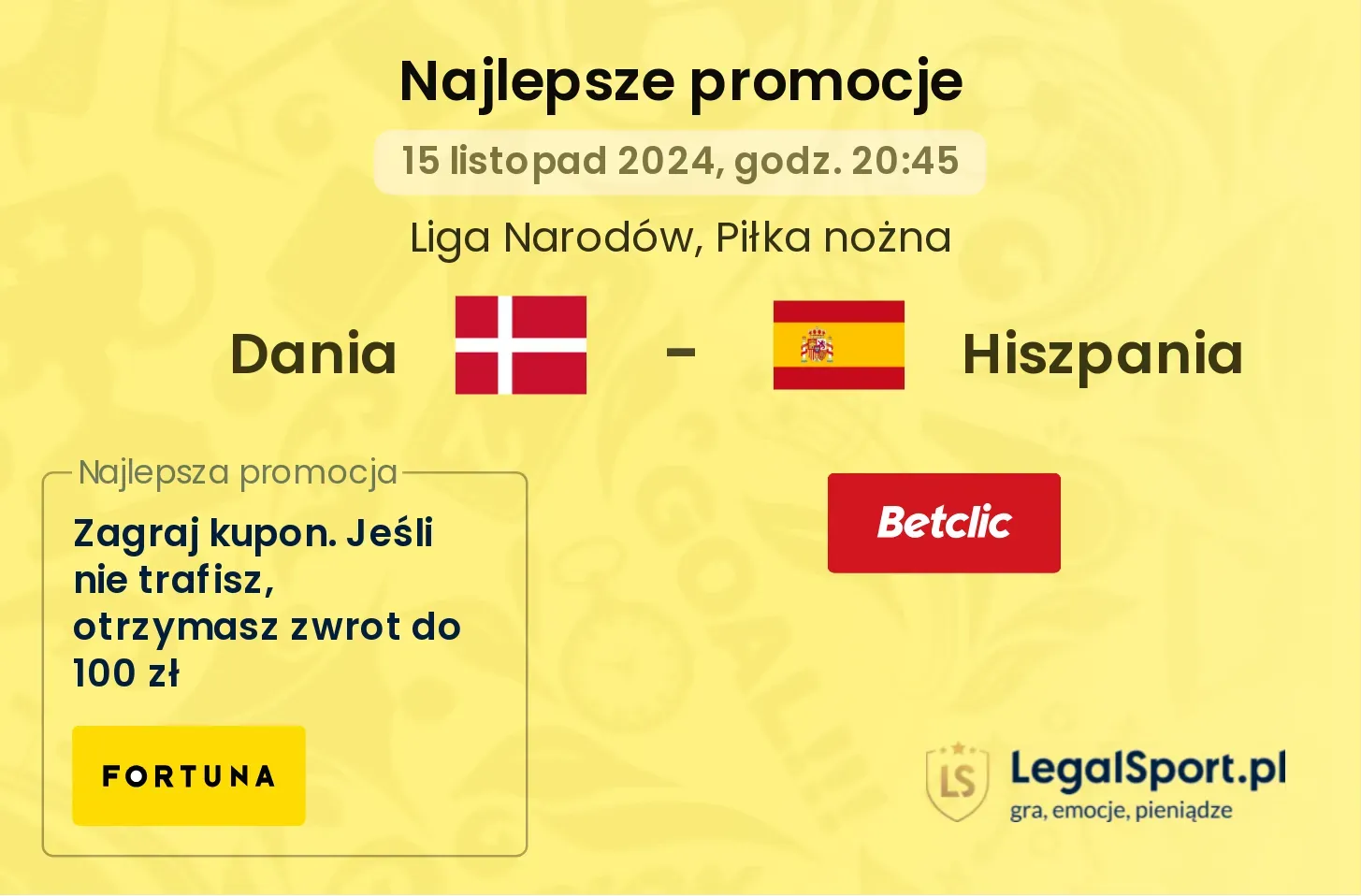 Dania - Hiszpania promocje bonusy na mecz