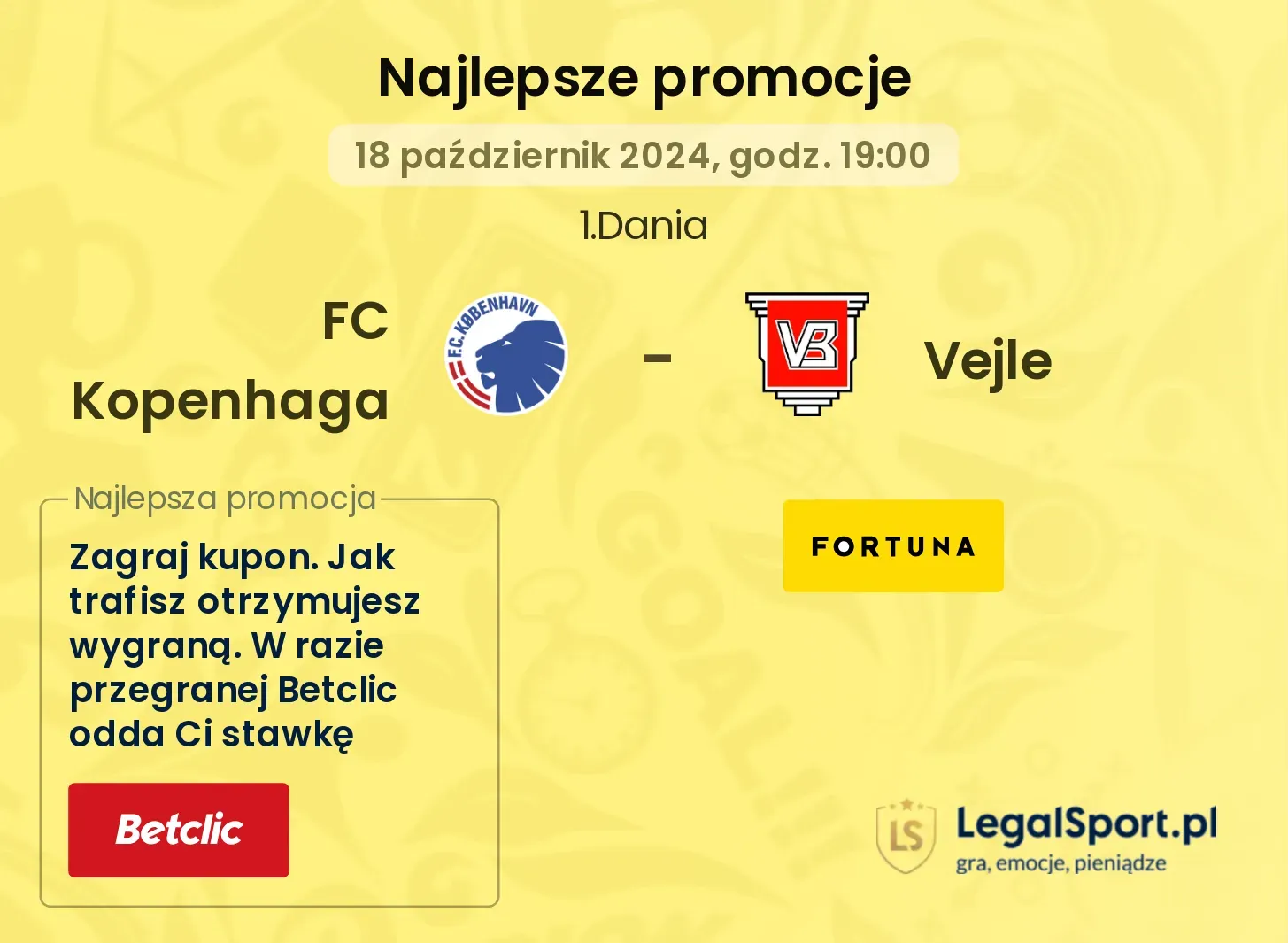 FC Kopenhaga - Vejle promocje bonusy na mecz