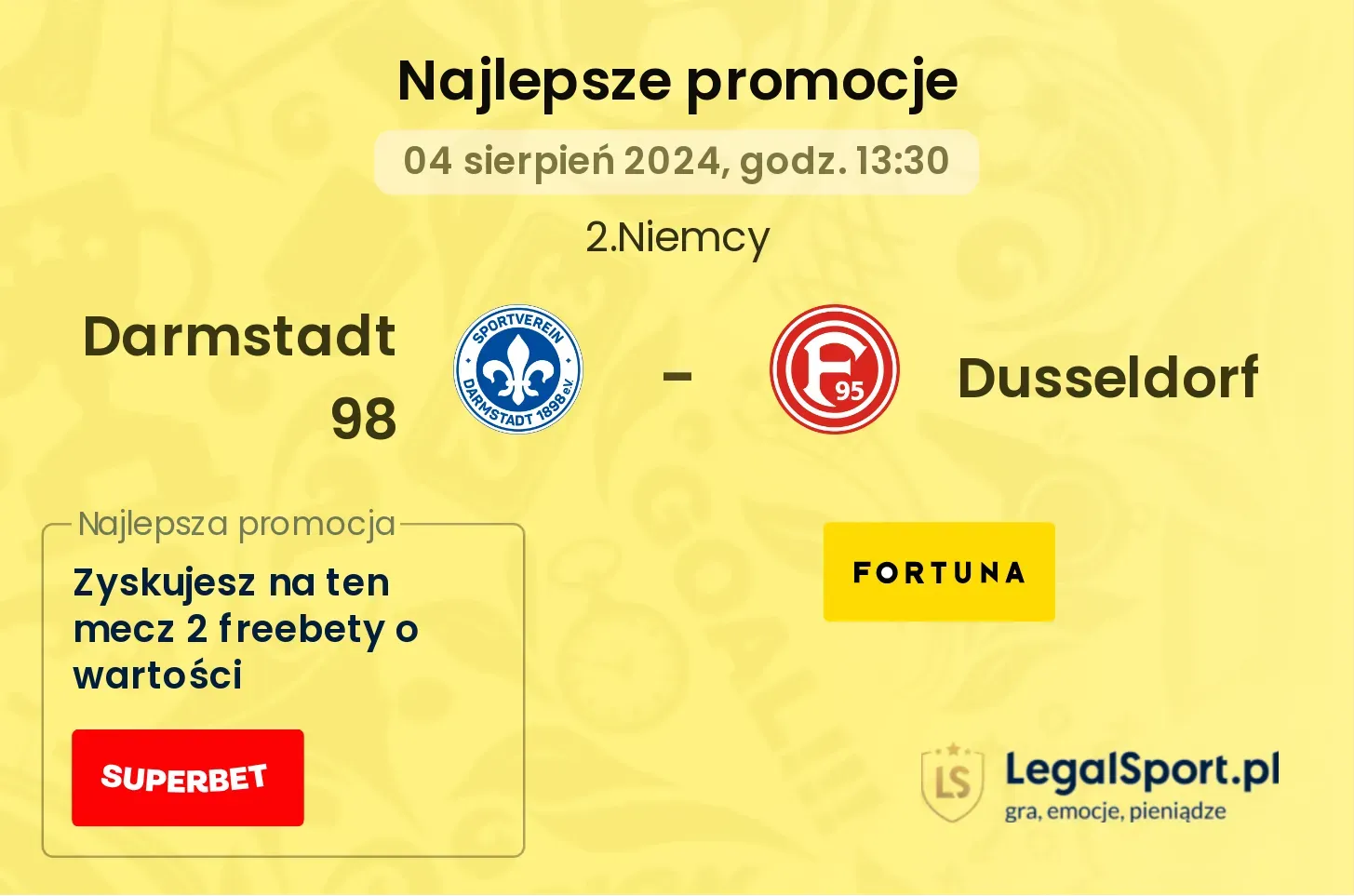 Darmstadt 98 - Dusseldorf promocje bonusy na mecz