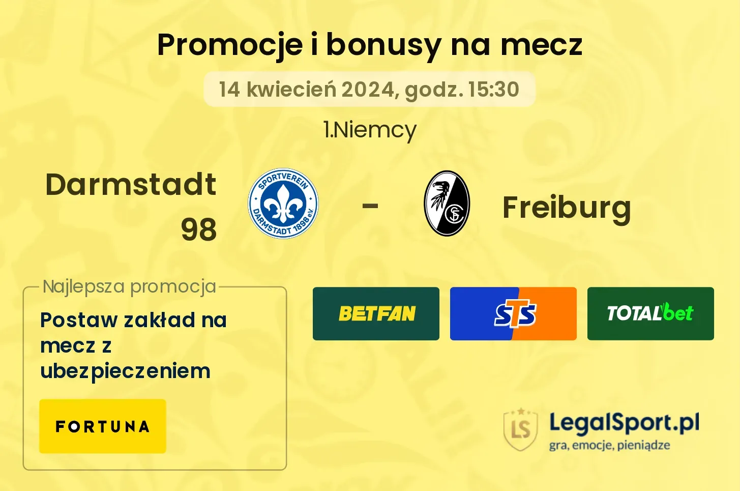 Darmstadt 98 - Freiburg promocje bonusy na mecz