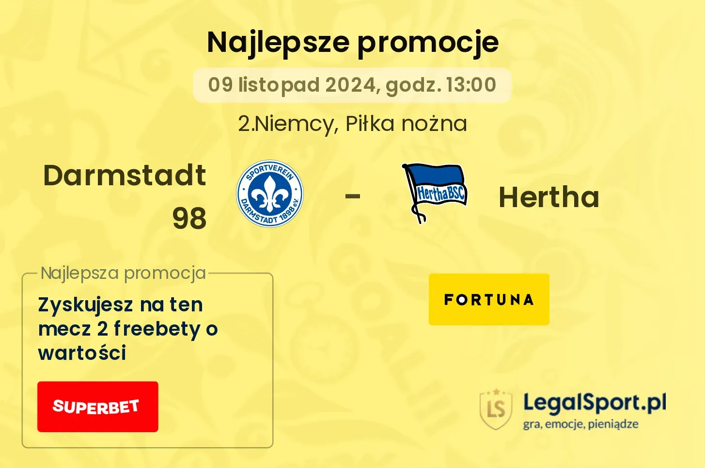 Darmstadt 98 - Hertha promocje bonusy na mecz