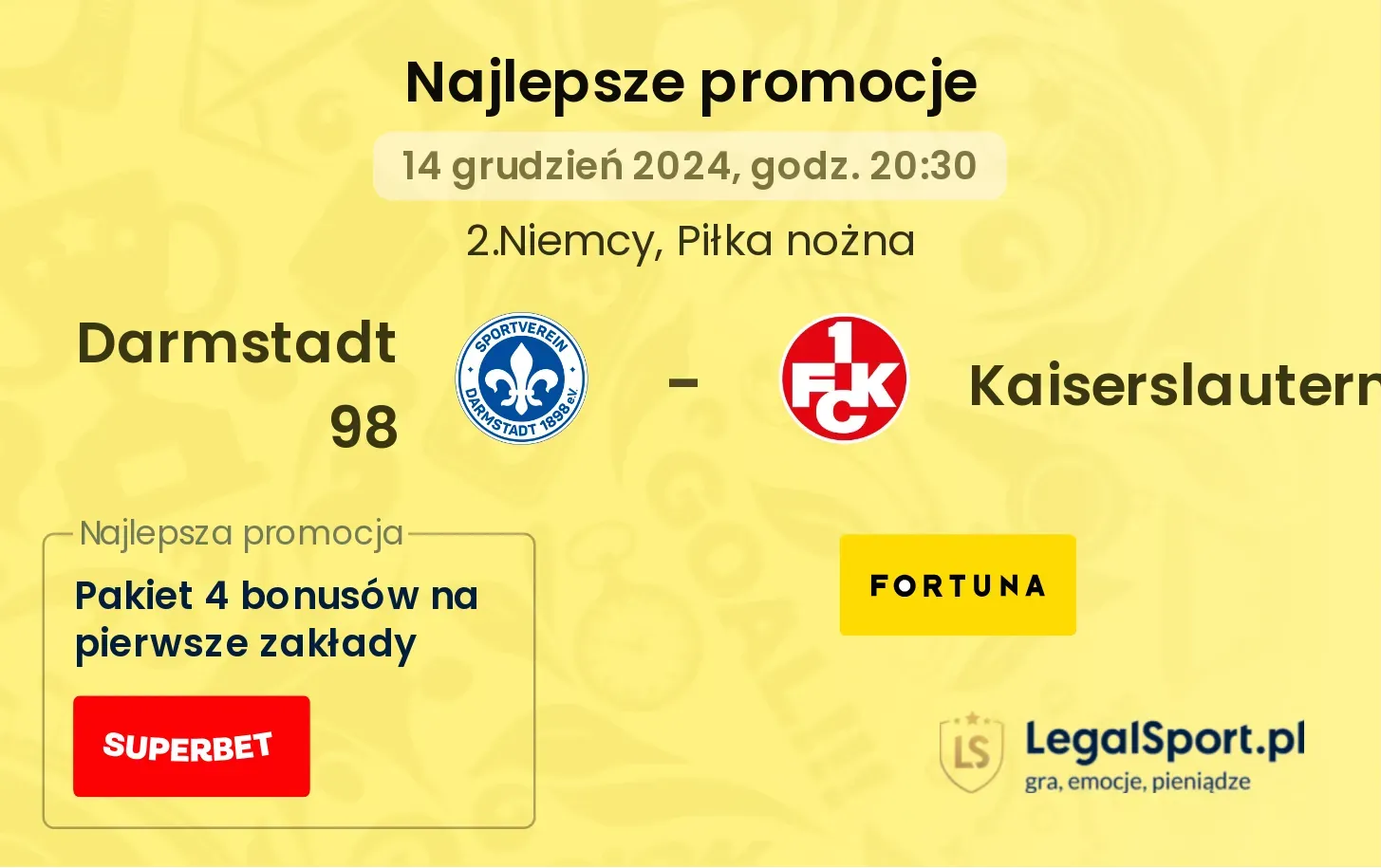 Darmstadt 98 - Kaiserslautern promocje bonusy na mecz