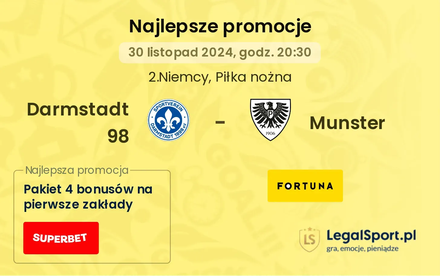 Darmstadt 98 - Munster promocje bonusy na mecz