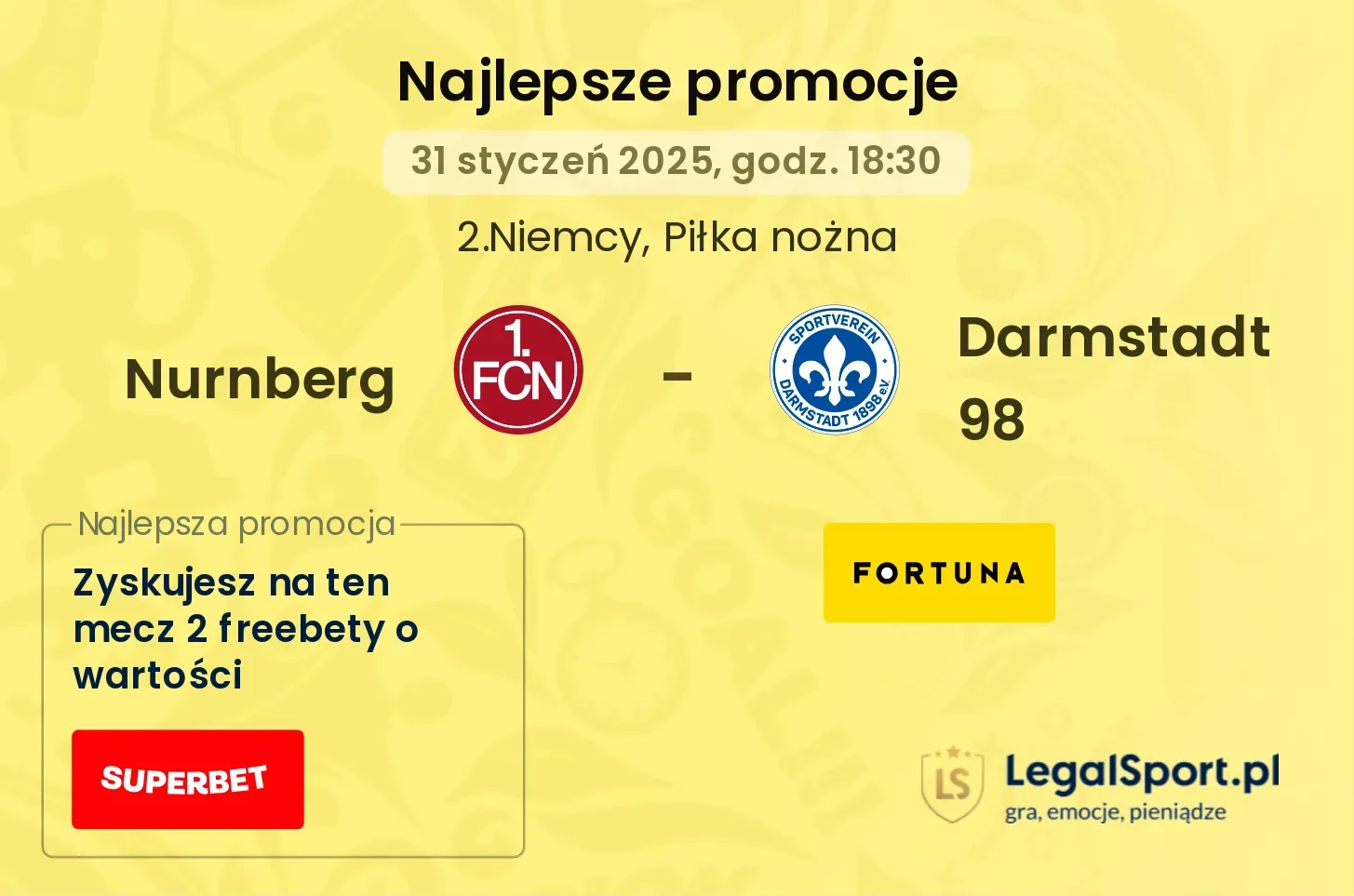 Darmstadt 98 - Nurnberg promocje bonusy na mecz