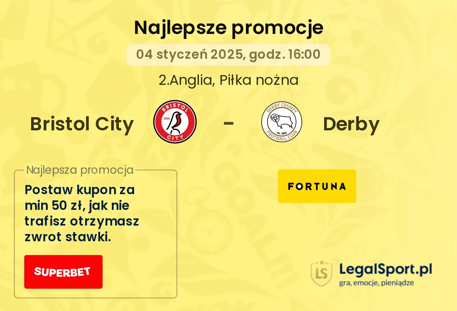 Derby - Bristol City promocje bonusy na mecz