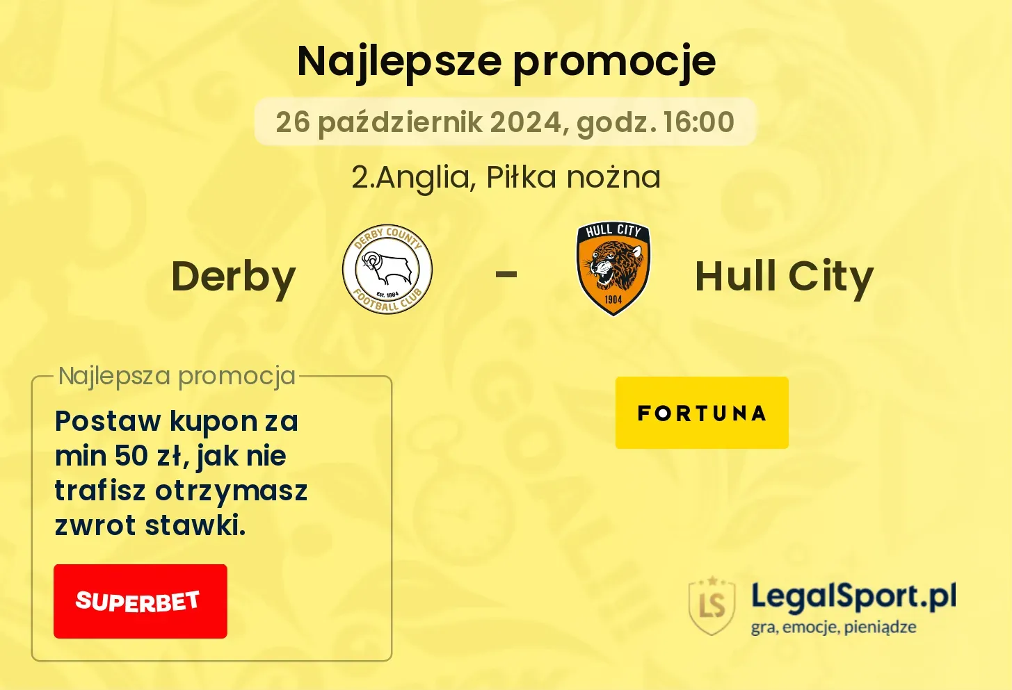 Derby - Hull City promocje bonusy na mecz