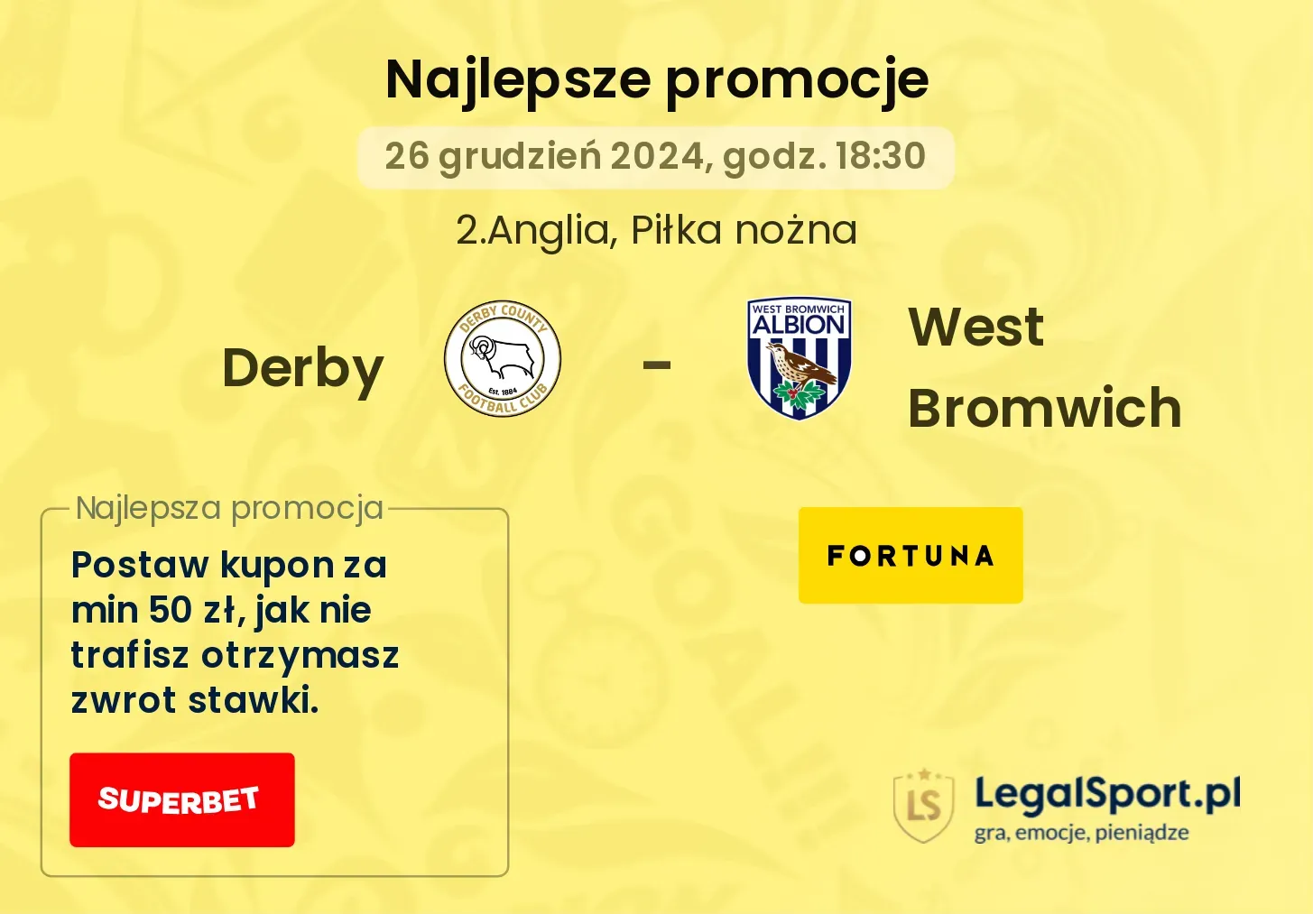 Derby - West Bromwich promocje bonusy na mecz