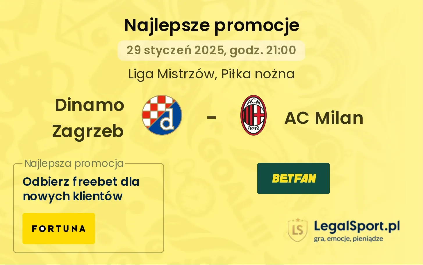 Dinamo Zagrzeb - AC Milan promocje bonusy na mecz