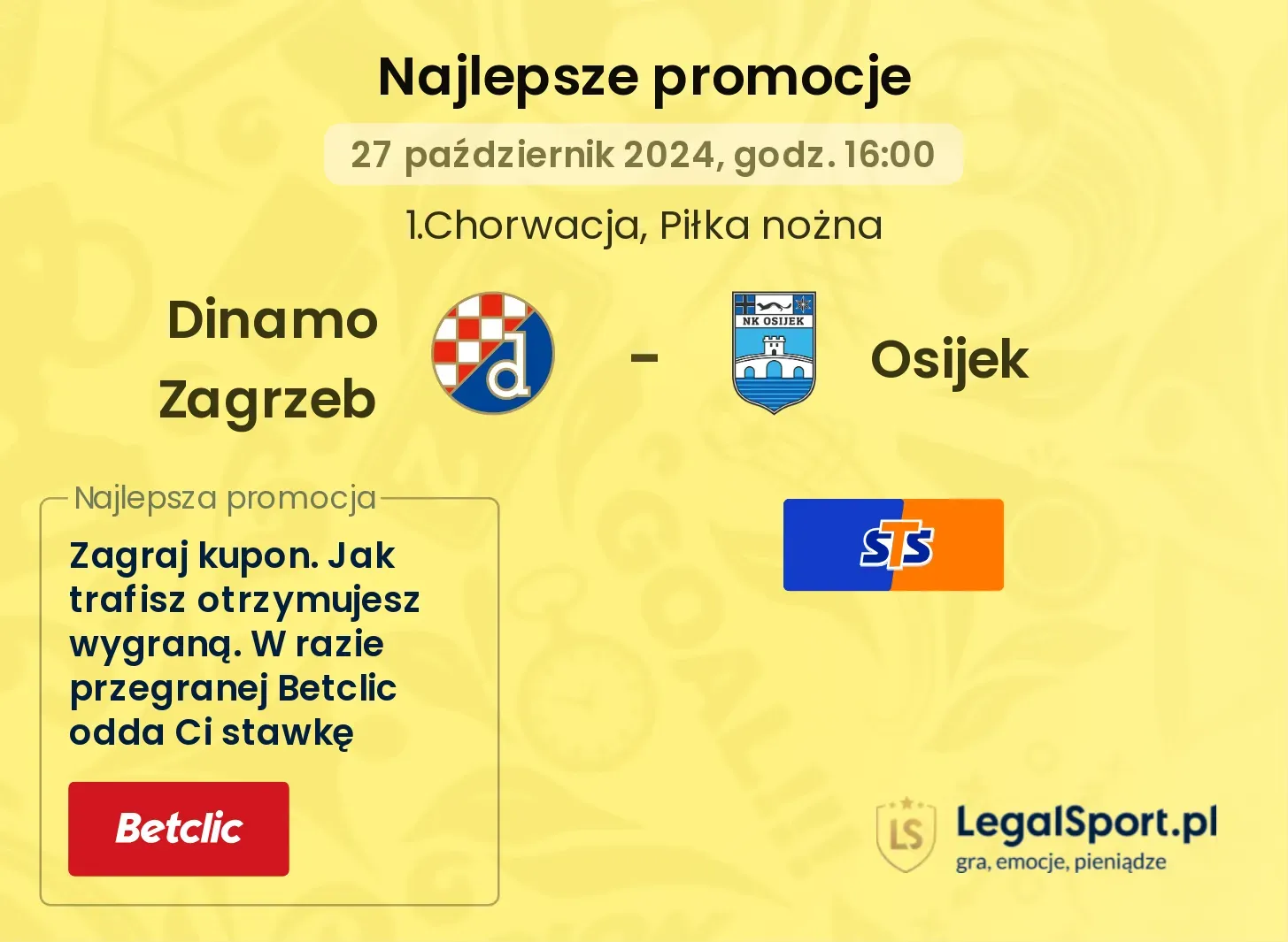 Dinamo Zagrzeb - Osijek promocje bonusy na mecz