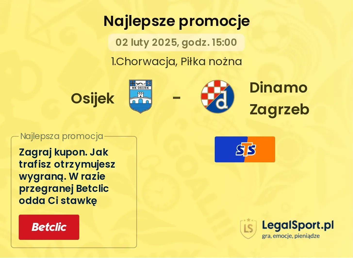 Dinamo Zagrzeb - Osijek promocje u bukmacherów 27.10, 16:00