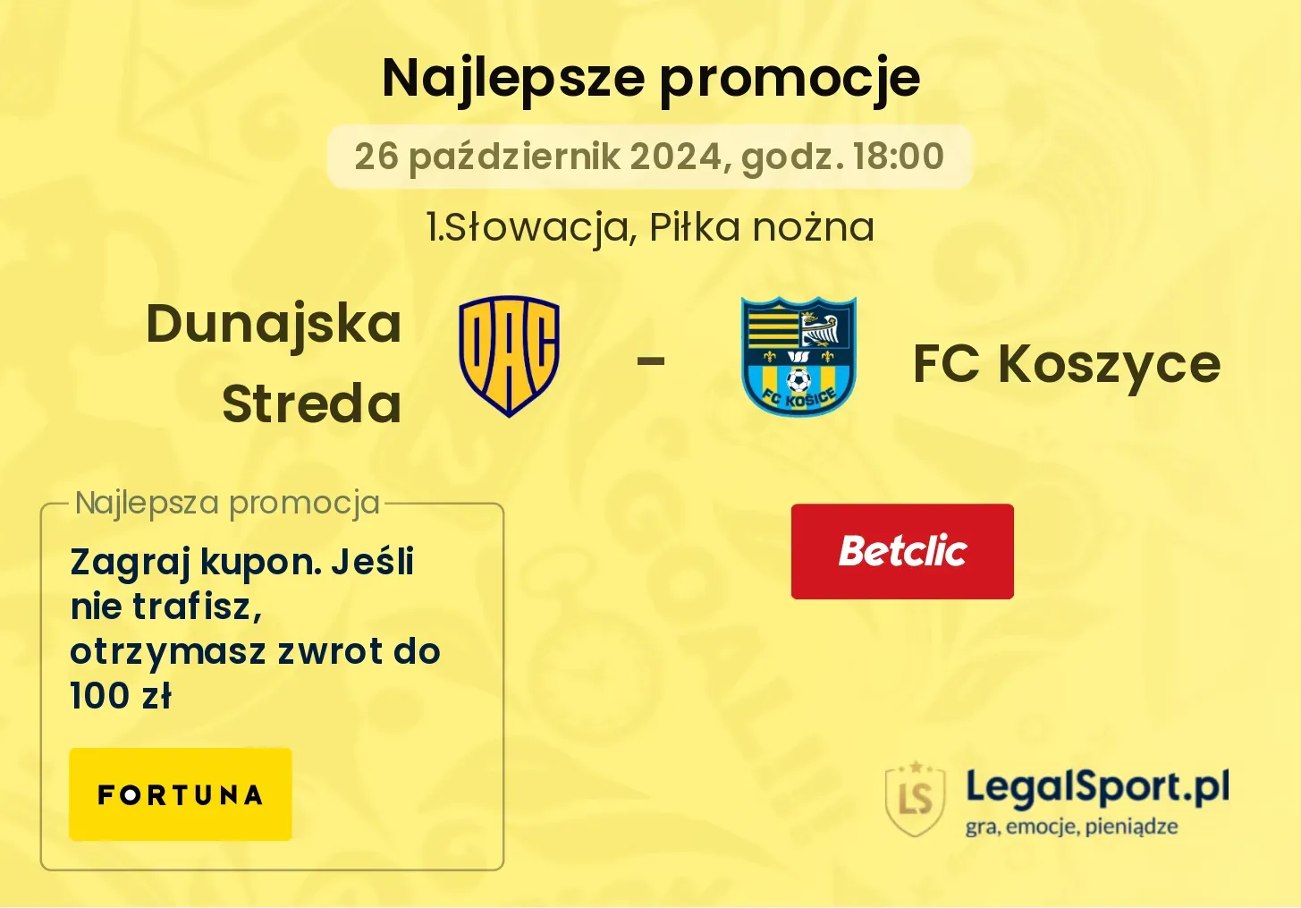 Dunajska Streda  - FC Koszyce promocje bukmacherskie 26.10, 18:00