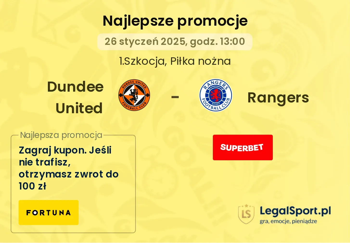 Dundee United - Rangers promocje bukmacherskie