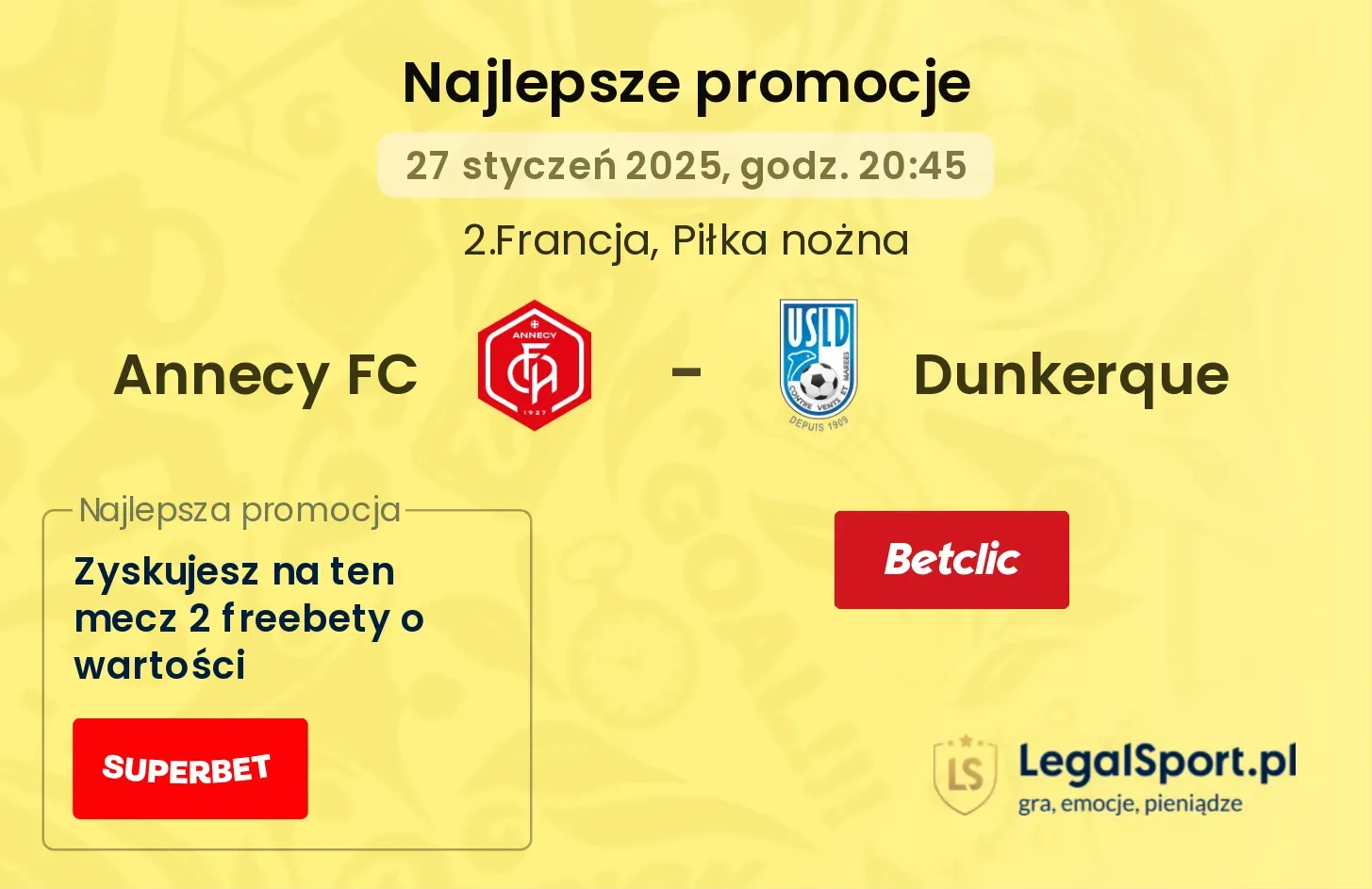 Annecy FC - Dunkerque promocje bukmacherskie