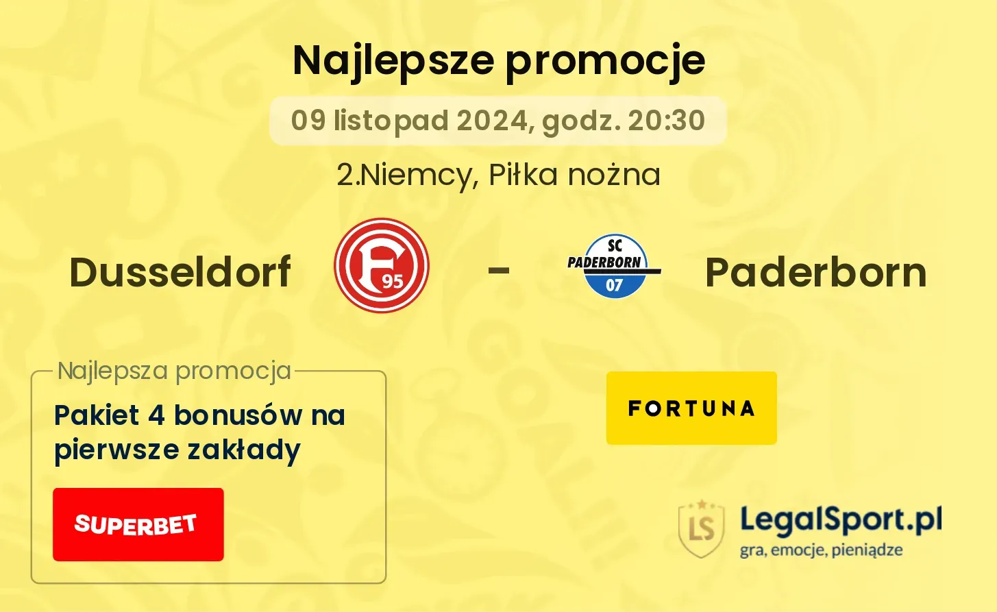 Dusseldorf - Paderborn promocje u bukmacherów 09.11, 20:30