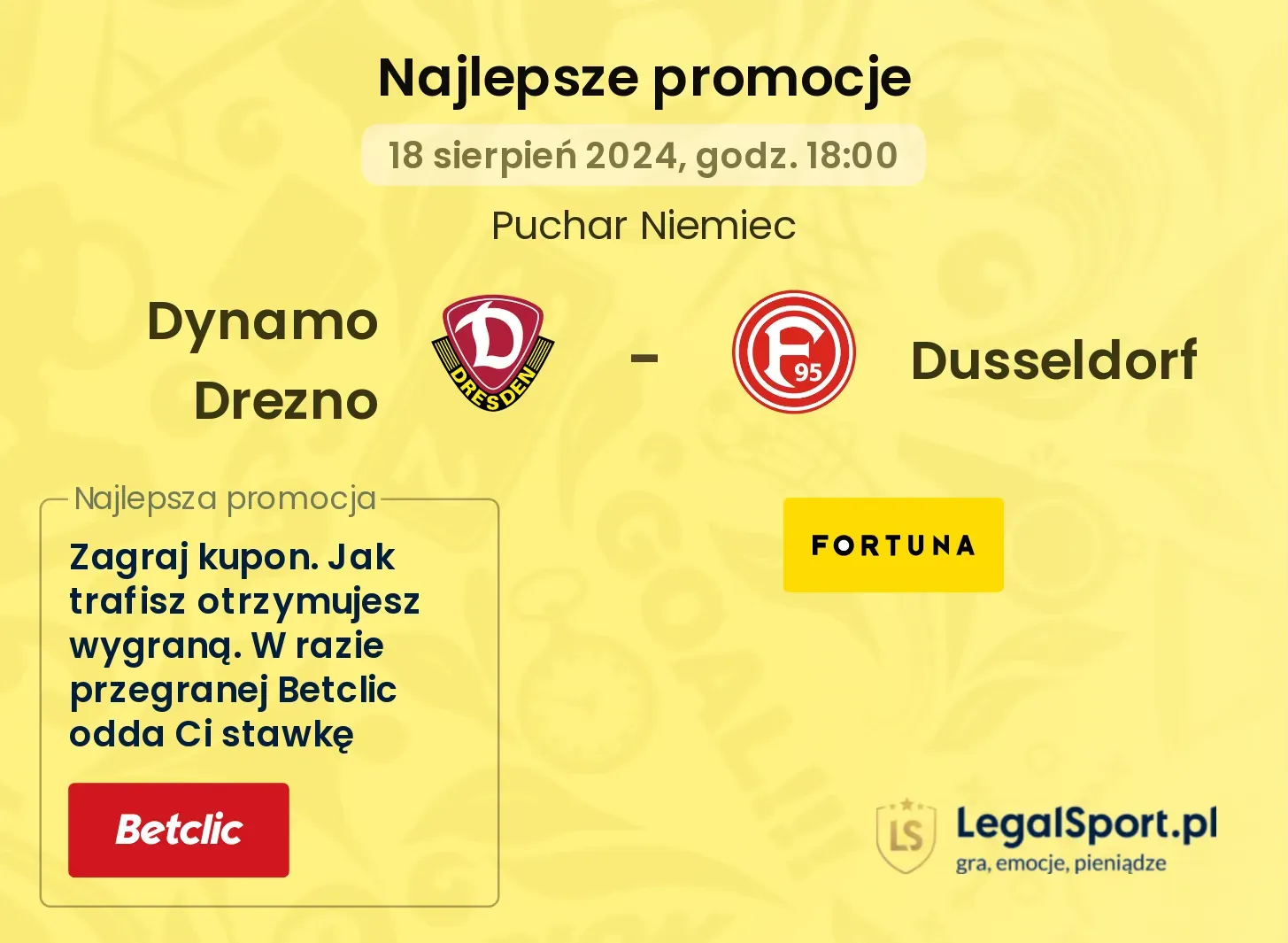 Dynamo Drezno - Dusseldorf promocje bonusy na mecz