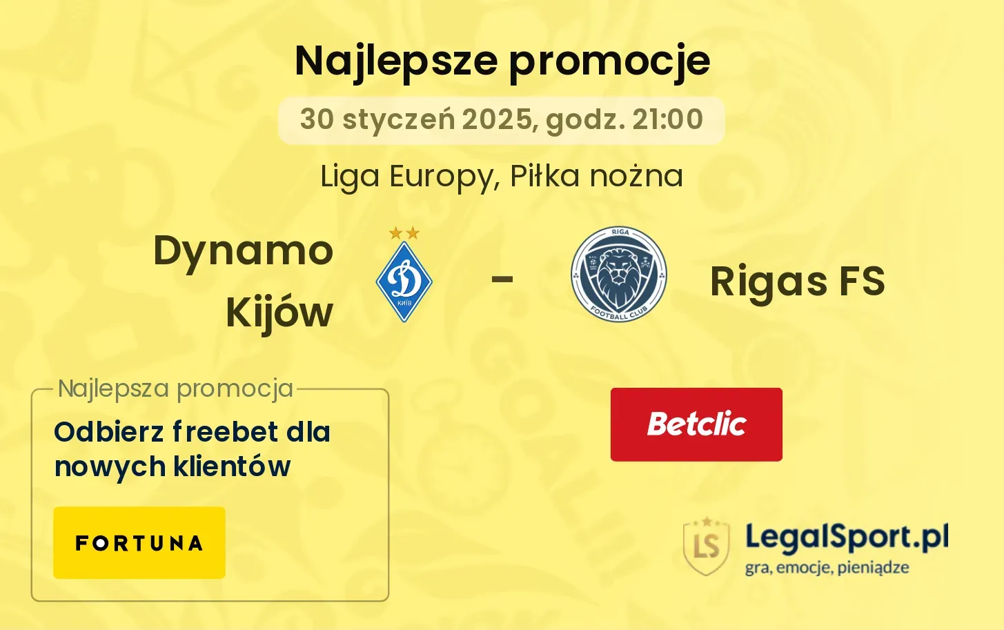 Dynamo Kijów - Rigas FS promocje bonusy na mecz