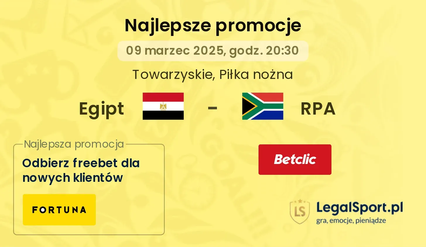 Egipt - RPA promocje bonusy na mecz