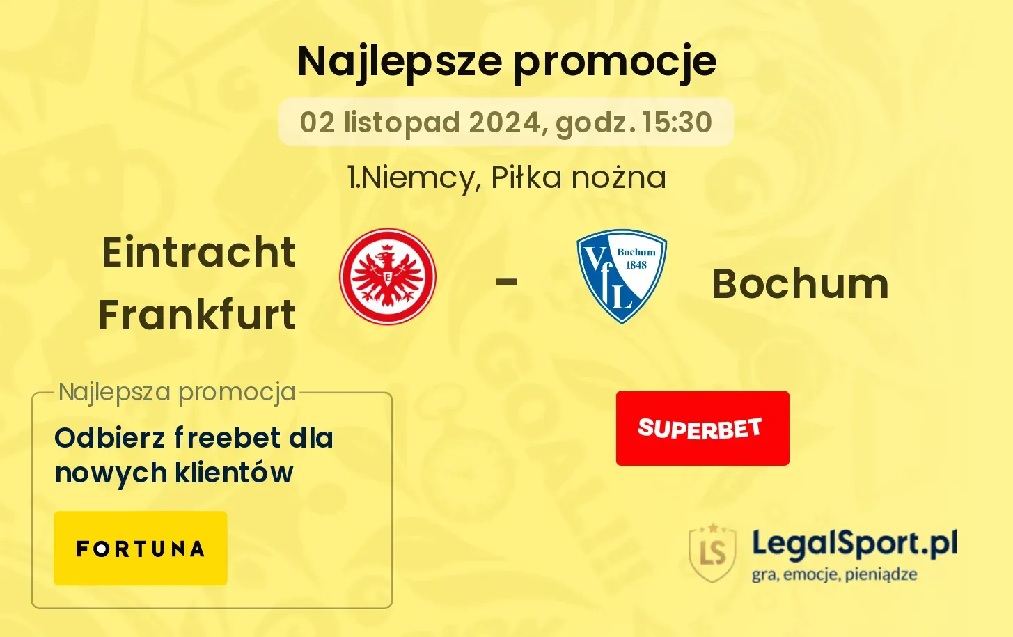 Eintracht Frankfurt - Bochum promocje bonusy na mecz