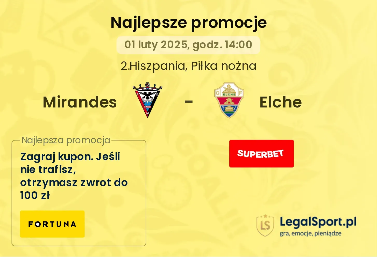 Mirandes - Elche promocje bukmacherskie