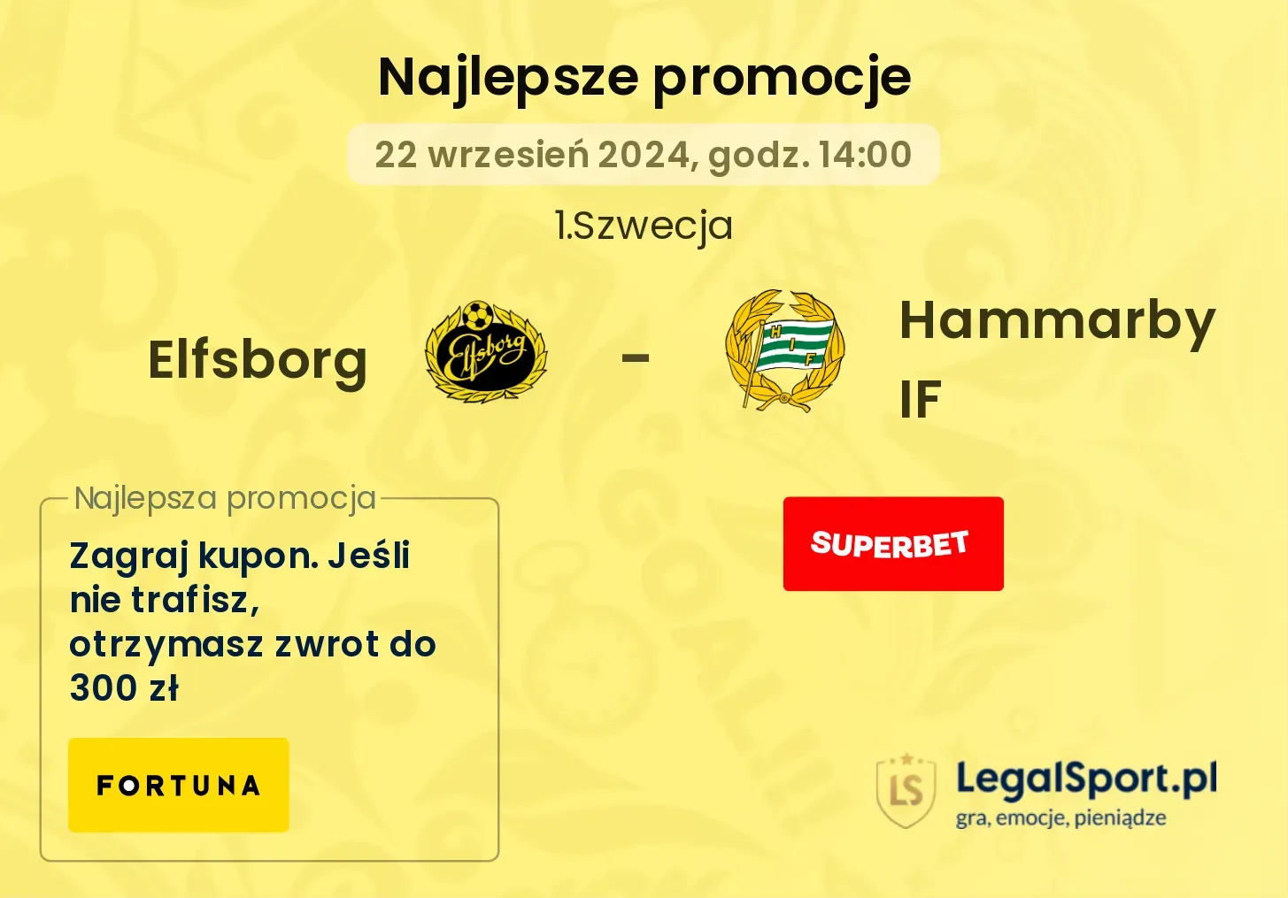 Elfsborg - Hammarby IF promocje u bukmacherów 22.09, 14:00