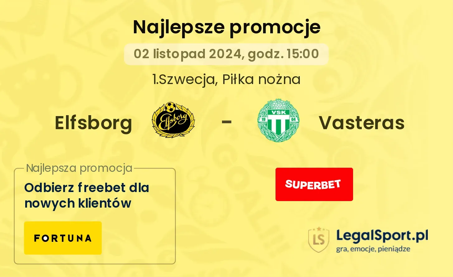 Elfsborg - Vasteras promocje bukmacherskie 02.11, 15:00