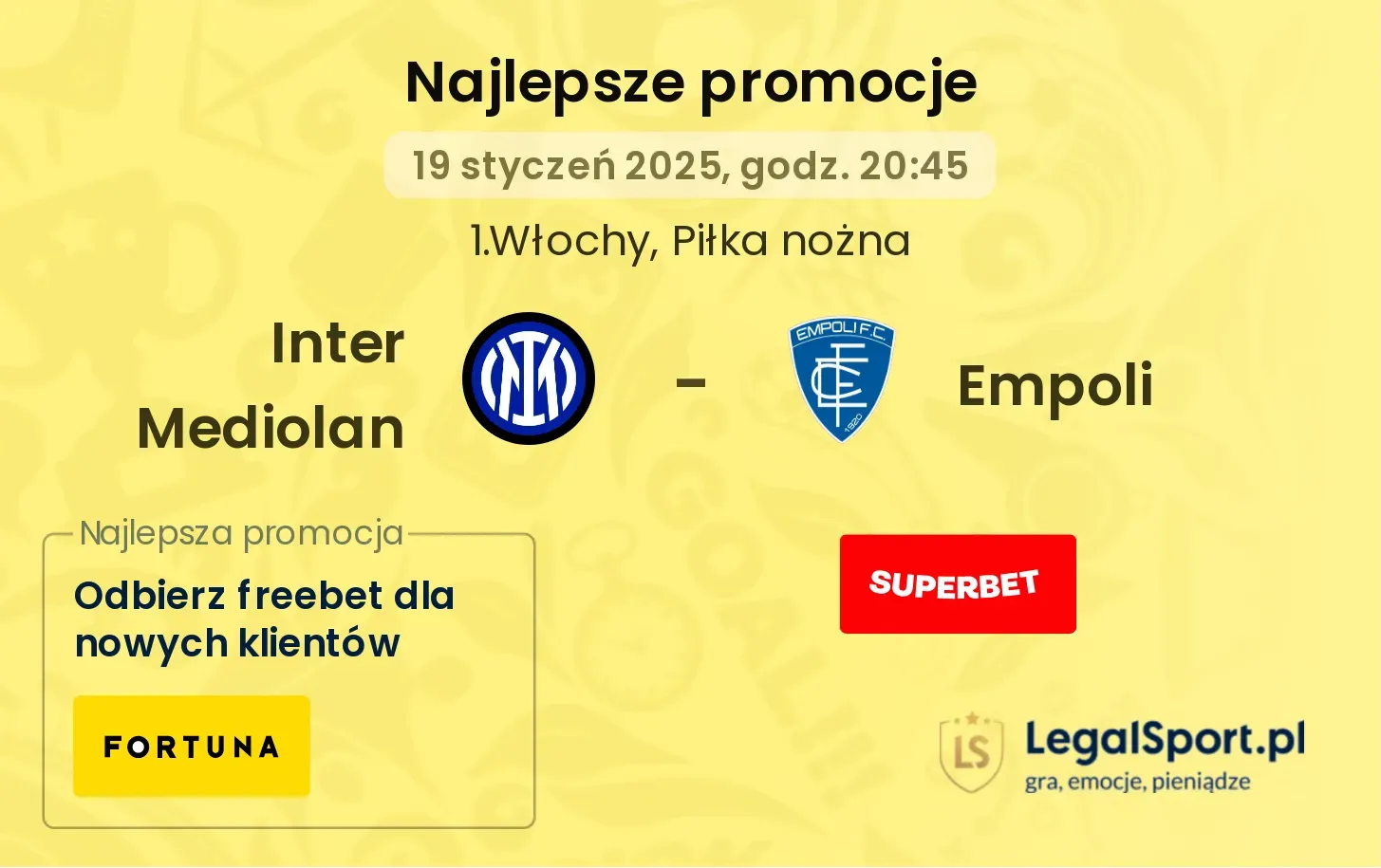 Inter Mediolan - Empoli promocje u bukmacherów