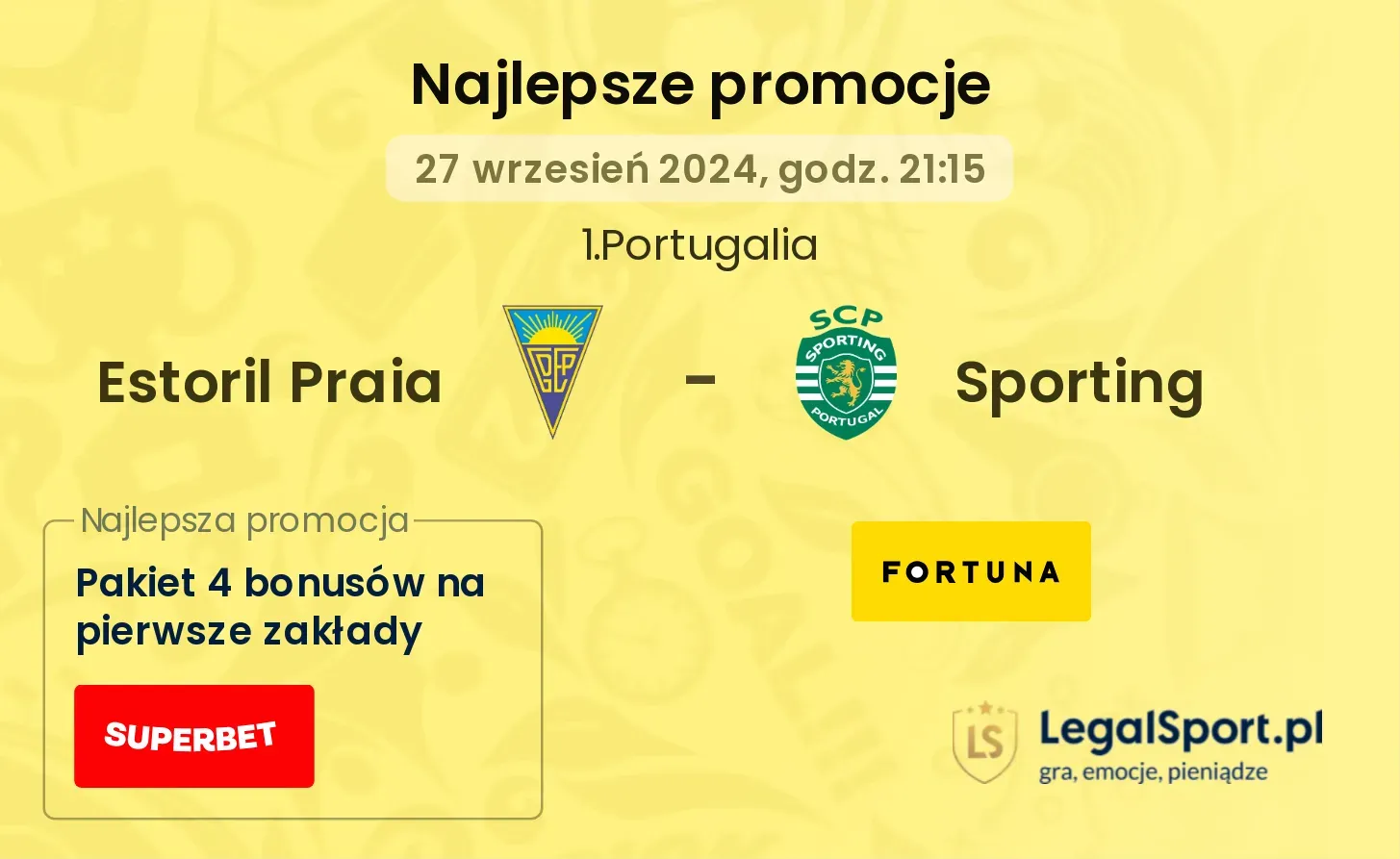 Estoril Praia - Sporting promocje bukmacherskie 27.09, 21:15