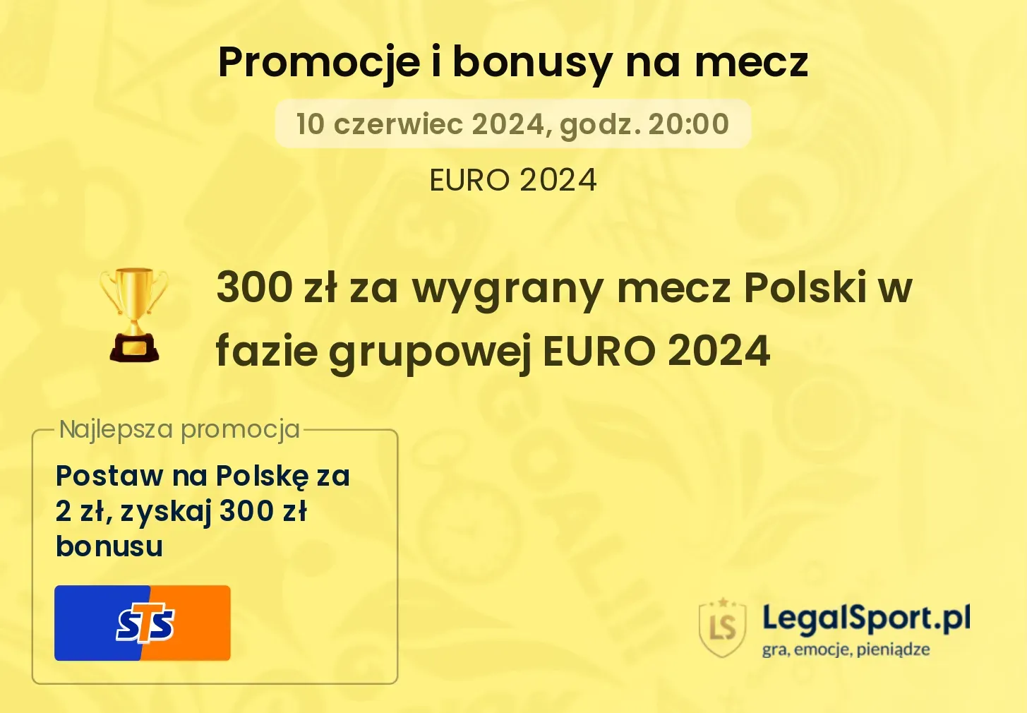 300 zł za wygrany mecz Polski w fazie grupowej EURO 2024 promocje bonusy na mecz