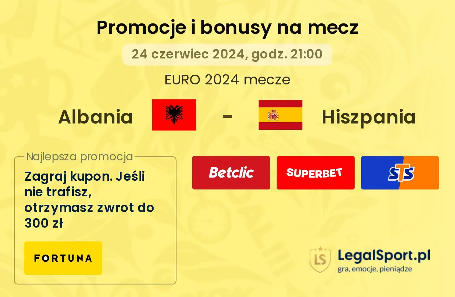 Albania - Hiszpania promocje bonusy na mecz