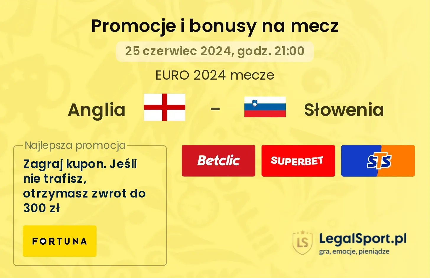 Anglia - Słowenia promocje bonusy na mecz