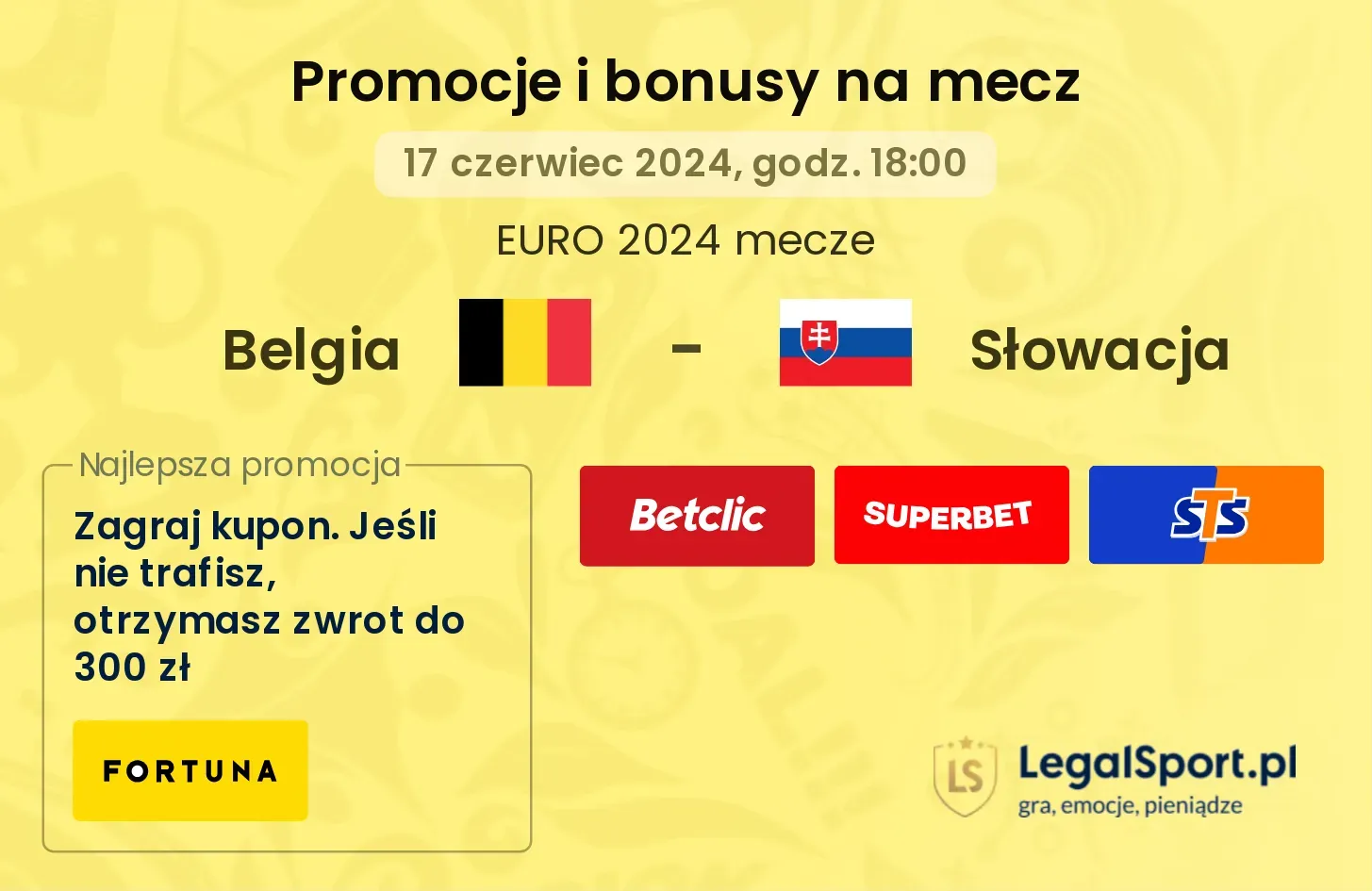 Belgia - Słowacja promocje bonusy na mecz