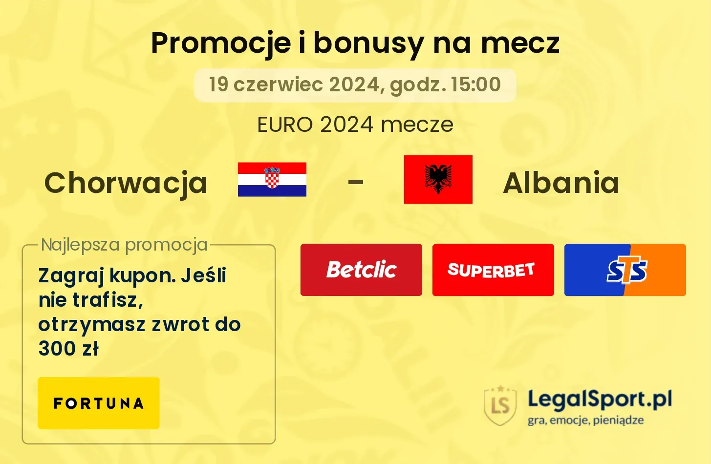 Chorwacja - Albania promocje bonusy na mecz