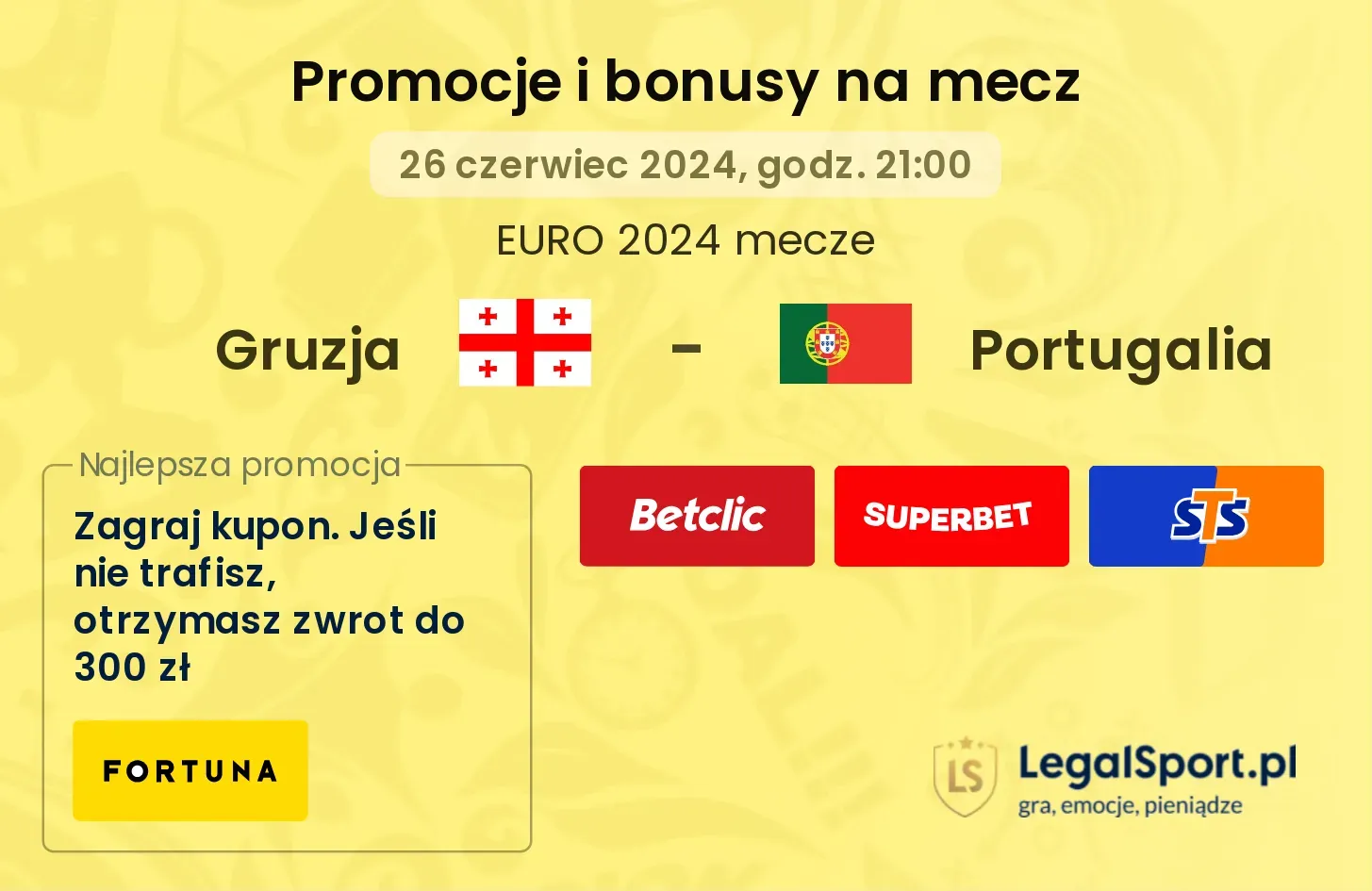 Gruzja - Portugalia promocje bonusy na mecz