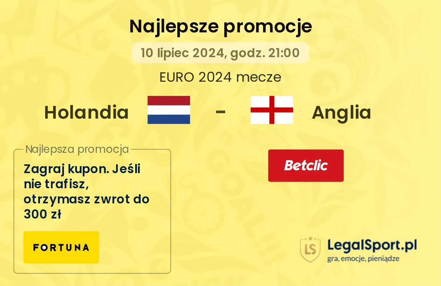 Holandia - Anglia promocje bonusy na mecz