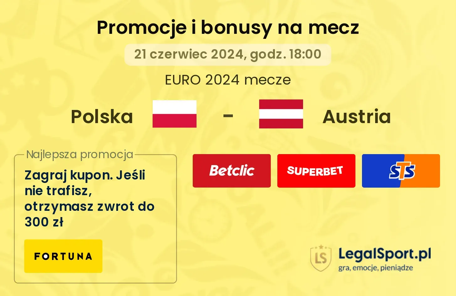 Polska - Austria promocje bonusy na mecz