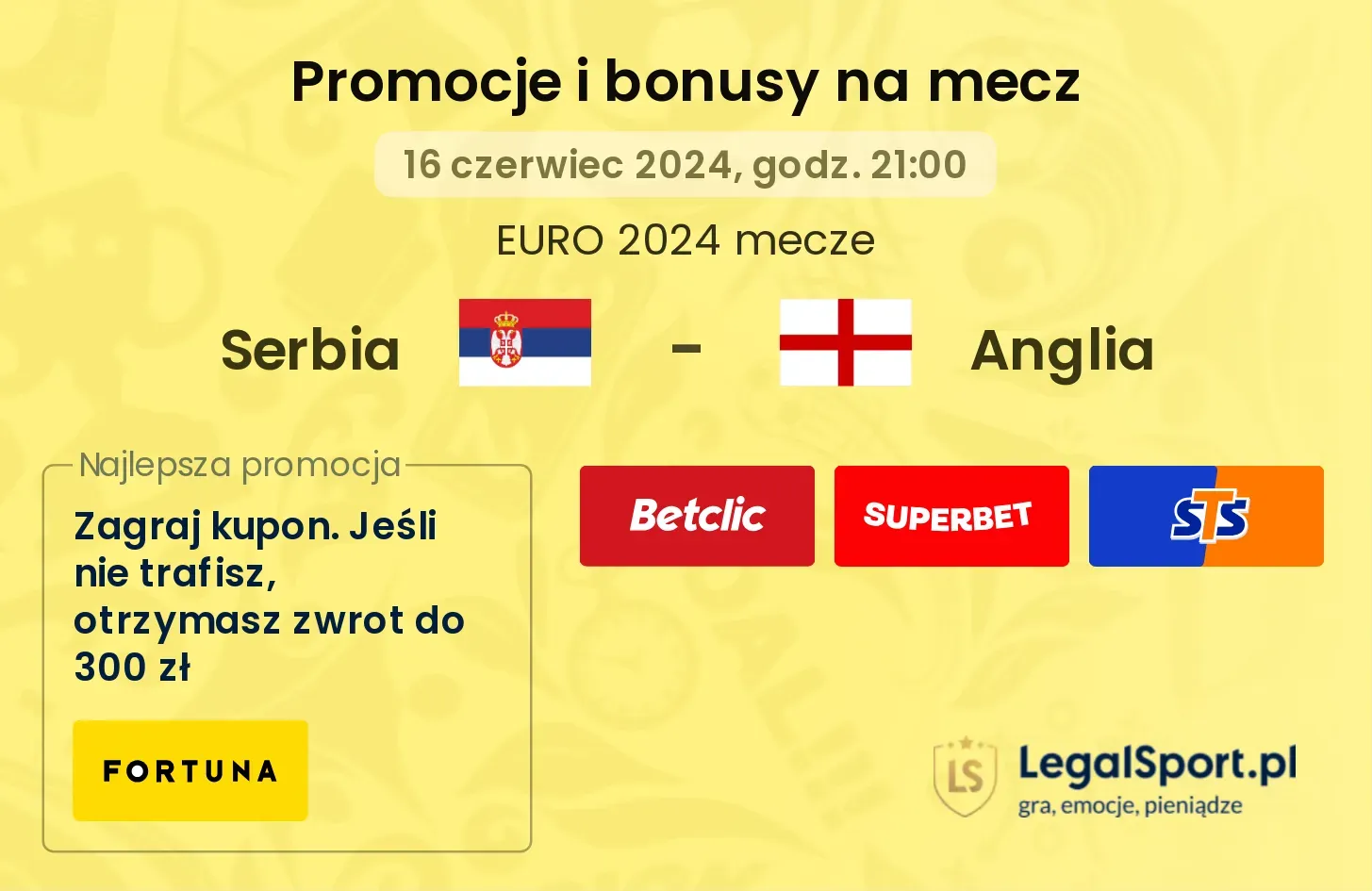 Serbia - Anglia promocje bonusy na mecz