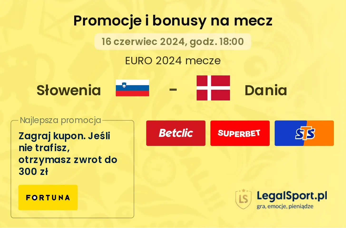 Słowenia - Dania promocje bonusy na mecz