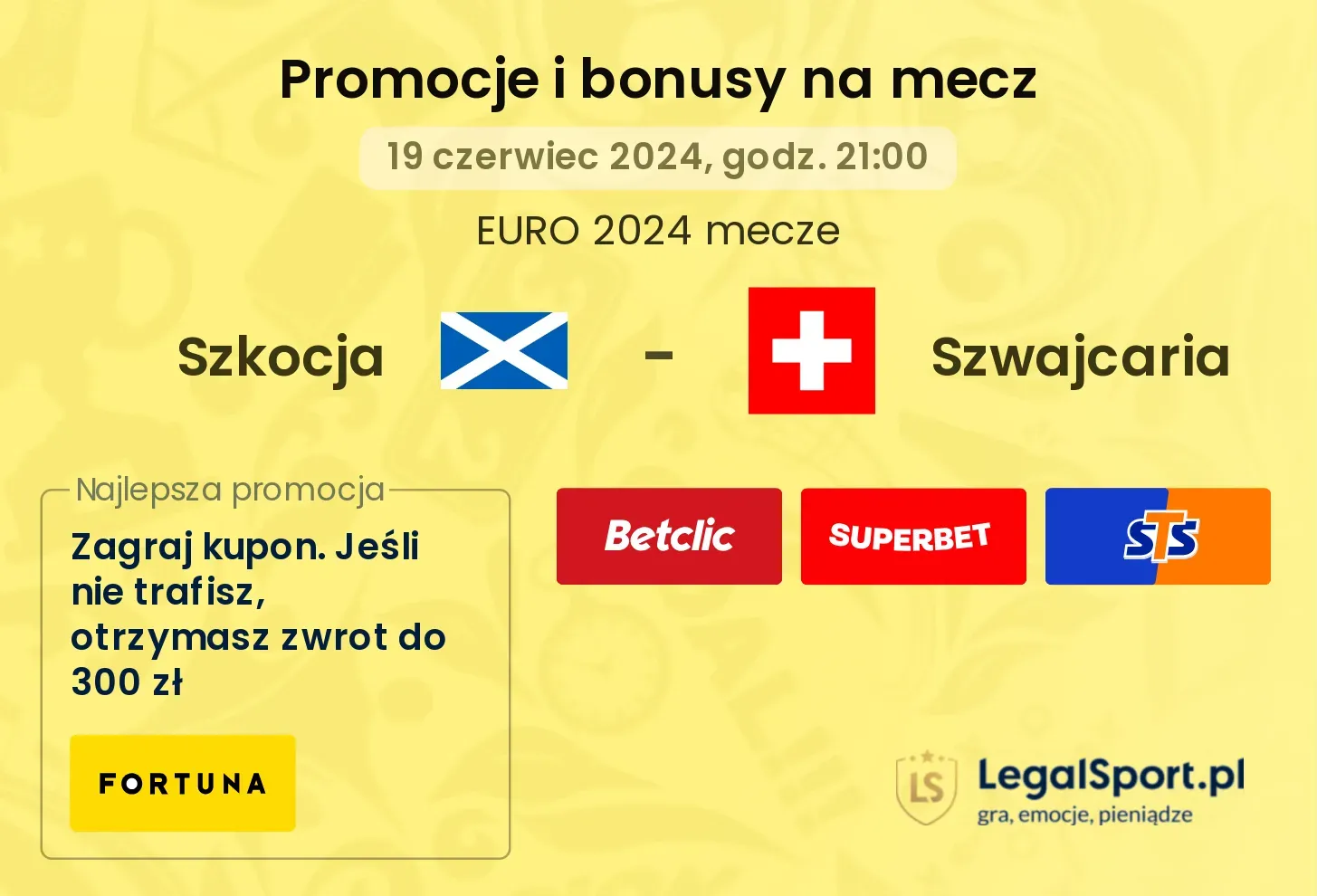 Szkocja - Szwajcaria promocje bonusy na mecz