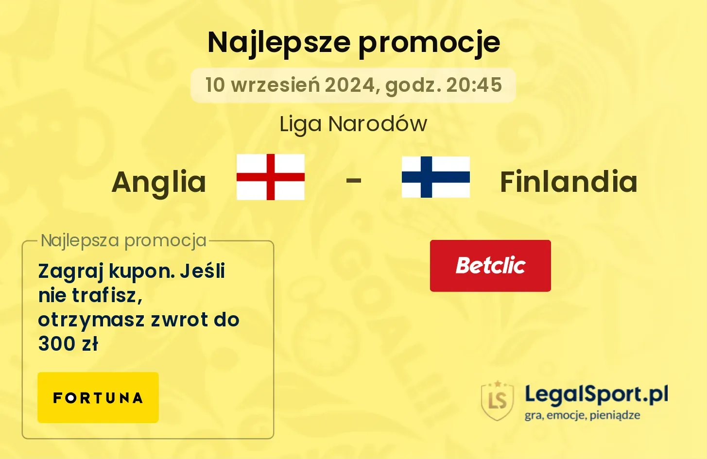 Anglia - Finlandia promocje bonusy na mecz