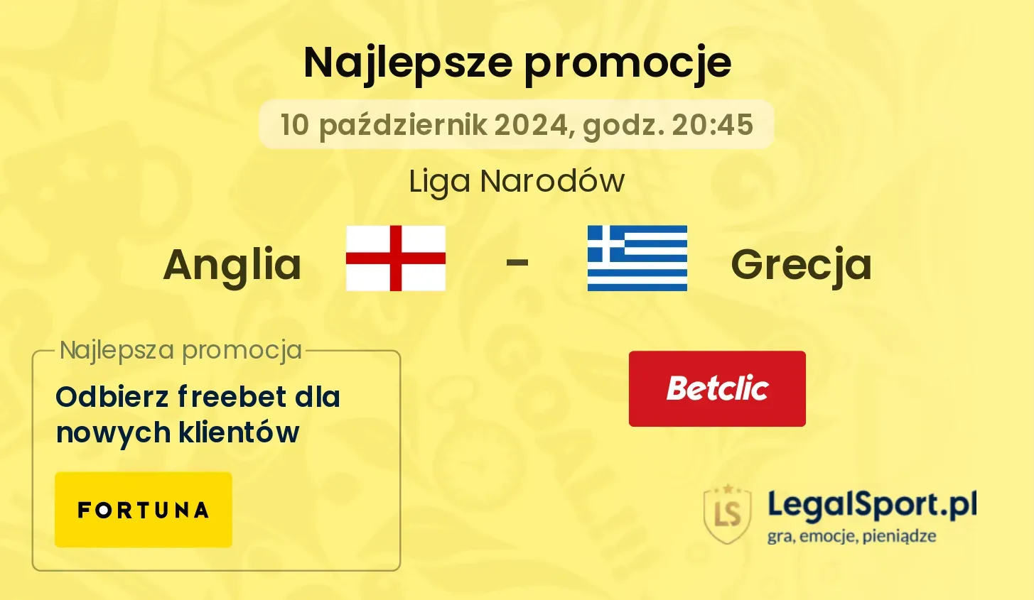 Anglia - Grecja promocje bonusy na mecz