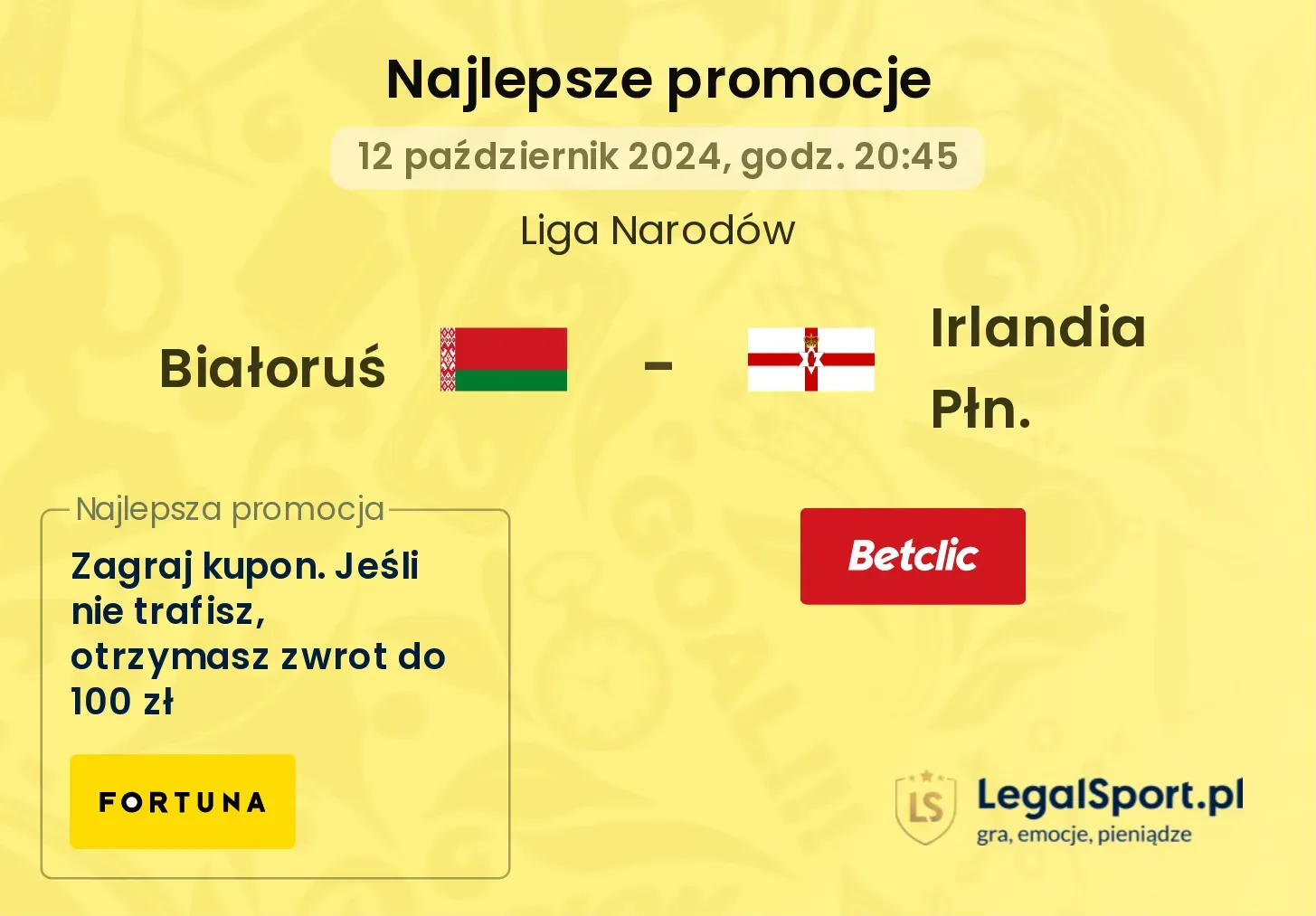 Białoruś - Irlandia Płn. promocje bonusy na mecz