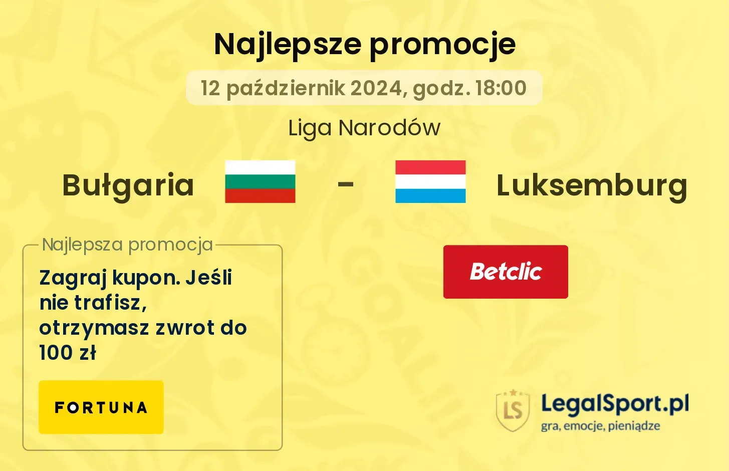 Bułgaria - Luksemburg promocje bonusy na mecz